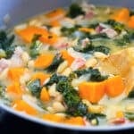 Easy Sweet Potato White Bean Soup with Kale & Bacon beautifuleatsandthings.com